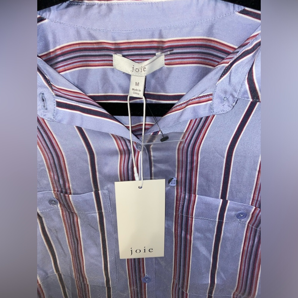 Joie Long Sleeve Button Down Shirt: Blue Stripes Tops